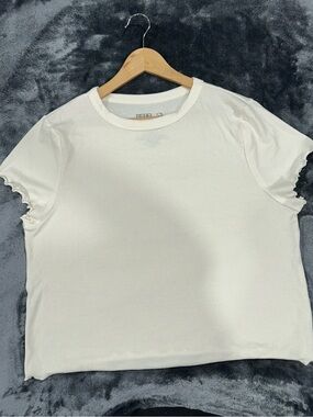 Rebel Sky Cream Ribbed Short Sleeve Crewneck Tee